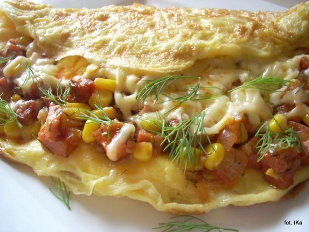 Przepis  omlet z kiełbasą przepis
