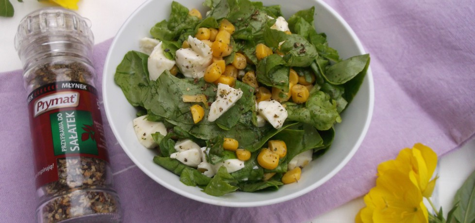 Zielona sałata z kukurydzą i serem mozzarella. (autor: babeczka35 ...