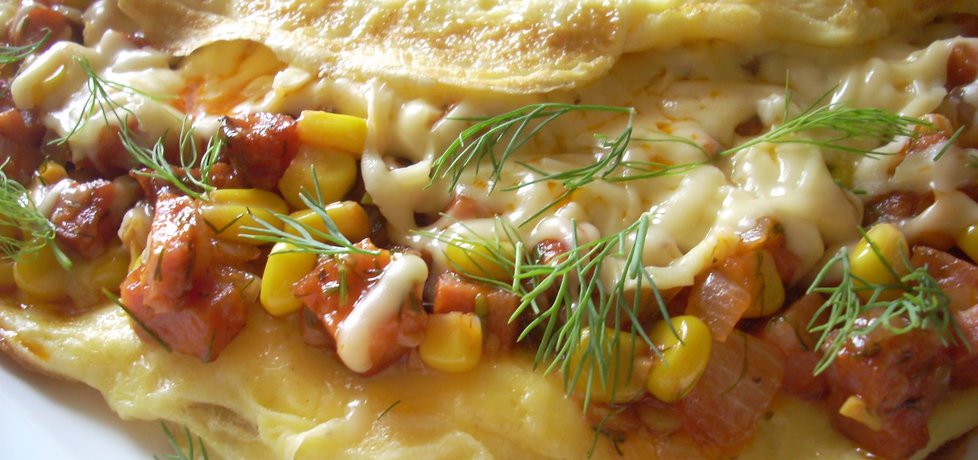Omlet z kiełbasą, kukurydzą i serem (autor: smacznapyza ...