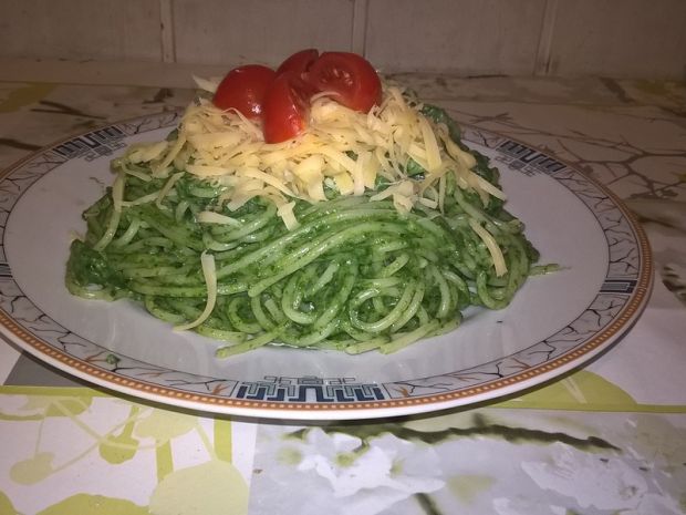 Przepis  spaghetti z pesto szpinakowym przepis
