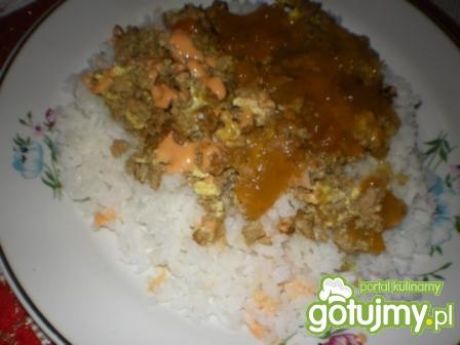 Przepis  ryż z sosem mięsnym na słodko przepis