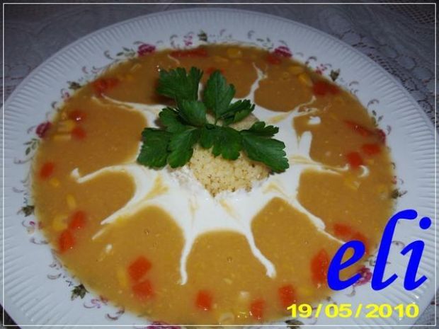Przepis  słoneczna zupa eli z kaszą jaglaną przepis