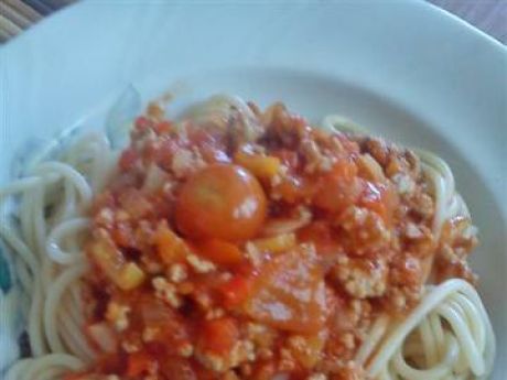 Przepis  spaghetti z mięsem i papryką przepis
