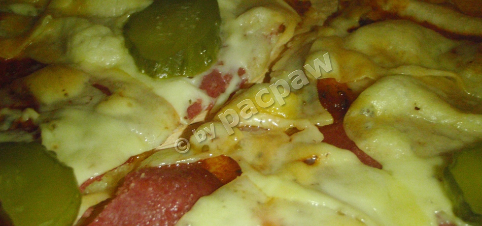 Pizza oliwowa z salami i ogórkiem kiszonym (autor: pacpaw ...