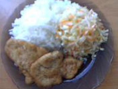 Schabowy z ryżem i surówką