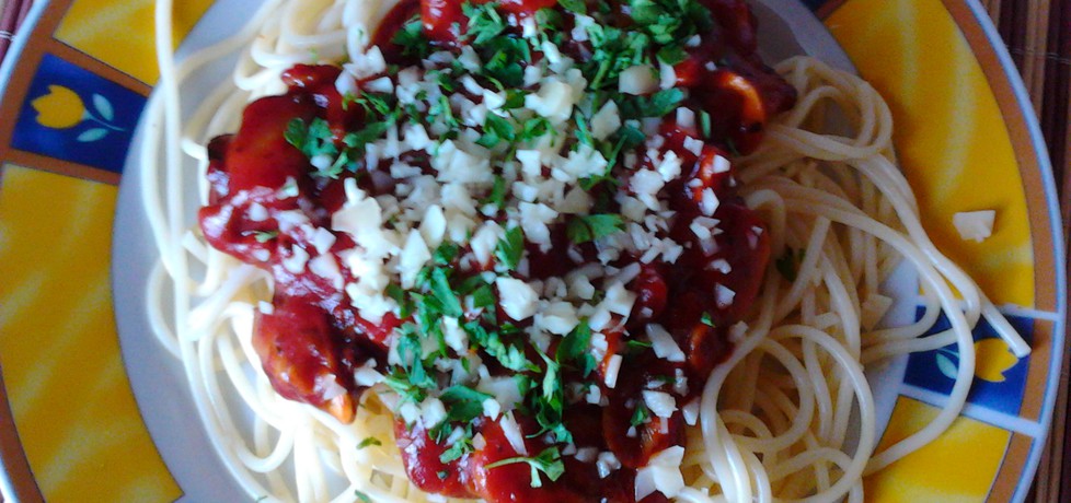 Spaghetti z pieczarkami w sosie pomidorowym (autor: gracer ...