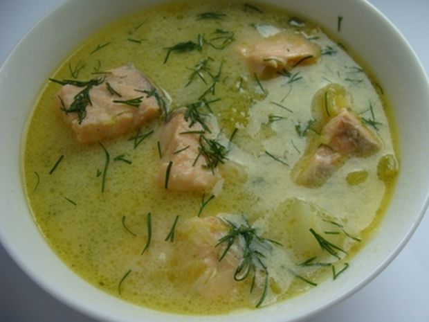 Przepis  zupa z porem i łososiem przepis