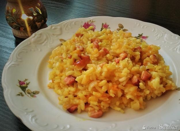 Risotto z wędzonym boczkiem i marchewką