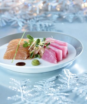 Cesarskie sashimi z tuńczyka i łososia norweskiego