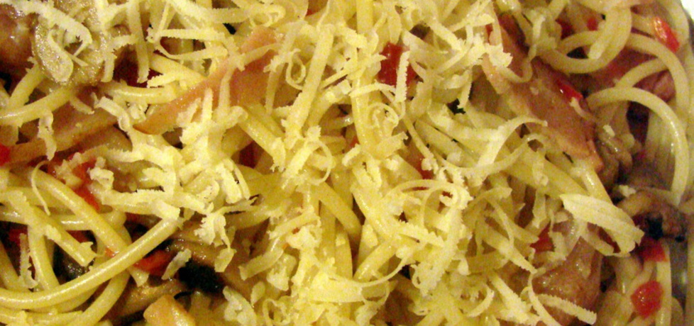 Spaghetti z pieczarkami, szynką parmeńską i chili (autor: iwka ...