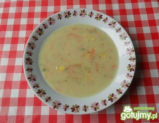 Przepis  zupa z groszku z kukurydzą i warzywami przepis