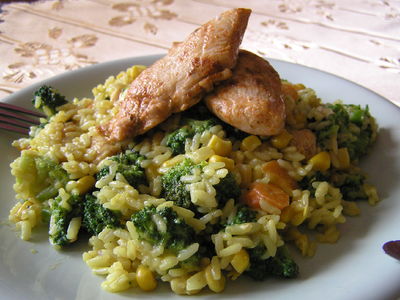 Risotto curry z kurczakiem i warzywami