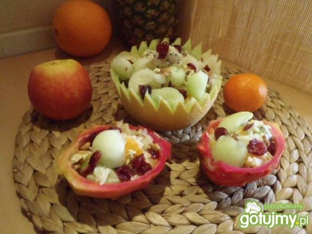 Przepis  sałatka owocowa z melonem i pitahaya przepis