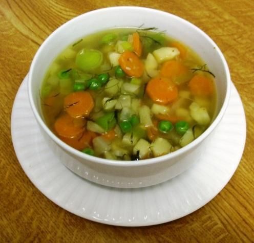Przepis  zupa warzywna z groszkiem i koperkiem przepis