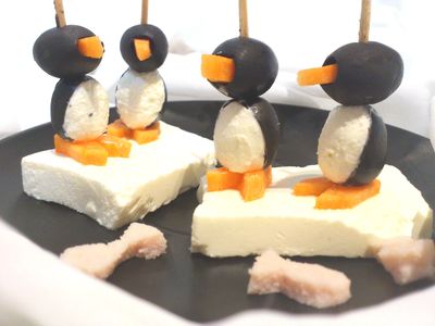 Zabawne koreczki pingwinki