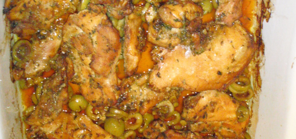 Filetowane ćwiarki kurczaka w sosie sojowym zapiekane z oliwkami ...