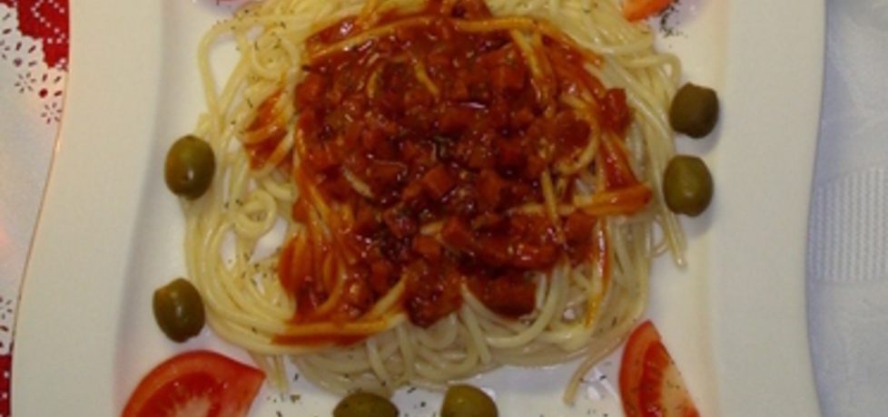 Spaghetti z podsmażaną kiełbaską i cebulką (autor: barbara35 ...