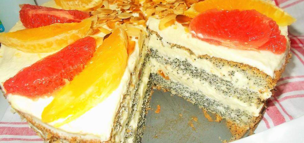Tort makowy z masą i owocami (autor: gosia4747)