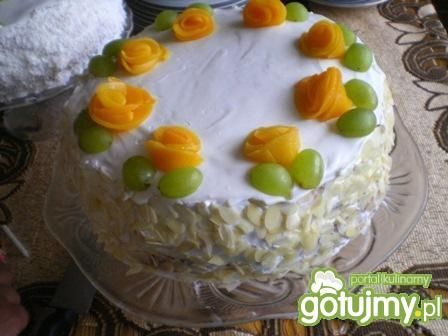 Przepis  tort imieninowo-urodzinowy z owocami przepis