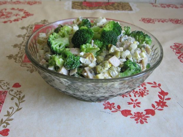 Przepis  sałatka z jajkiem, brokułami i szynką przepis