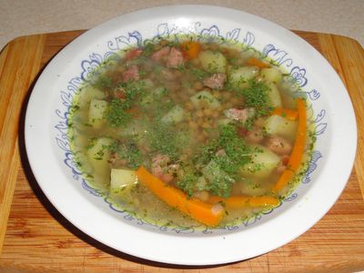 Zupa z zielonej soczewicy a'la grochówka