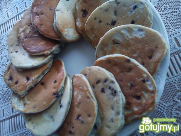 Przepis  mini-pancakes z jagodami przepis