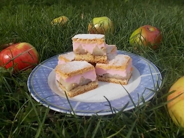 Przepis  ciasto z jabłkami i budyniem przepis