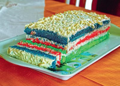 Ciasto trójkolorowy przekładaniec