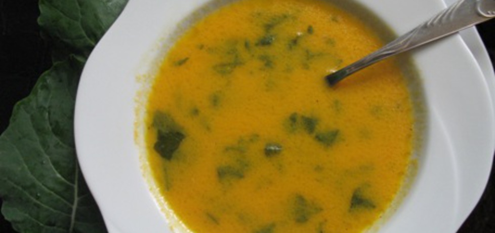 Kremowa zupa z marchewki z kapustą liściastą. (autor ...