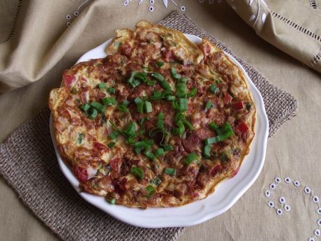Przepis  omlet z warzywami i polędwicą przepis