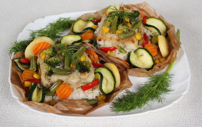 Pakieciki rybne z warzywami