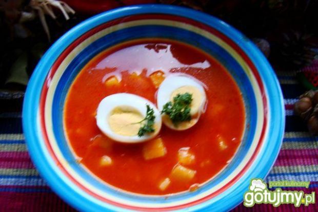 Przepis  pomidorowa z ziemniakami i jajkiem przepis