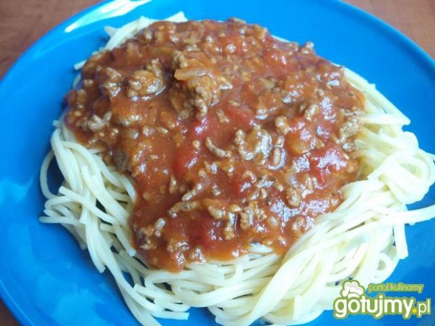 Przepis  spagetti z mięsem i pomidorami przepis