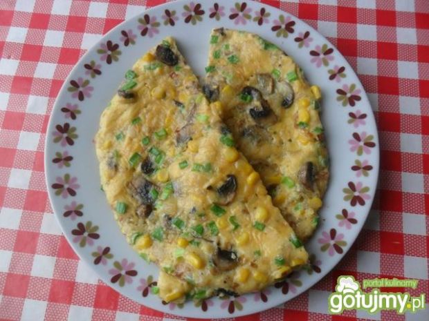 Przepis  omlet z pieczarkami i kukurydzą przepis