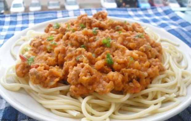 Przepis  spaghetti z dynią i mięsem mielonym przepis