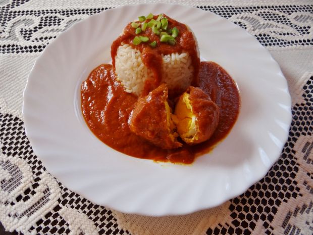Przepis  jajko w sosie curry z ryżem przepis