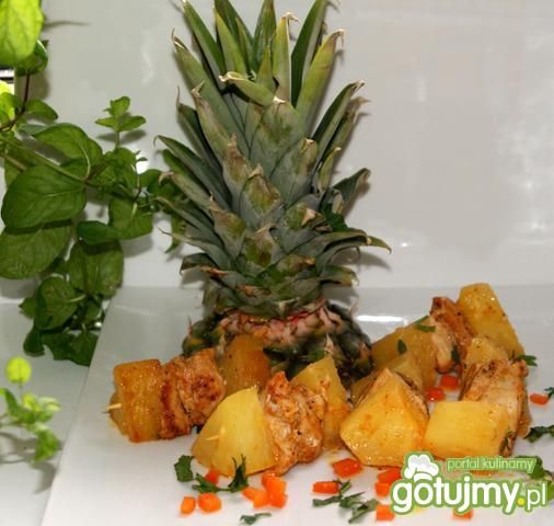 Przepis  szaszłyczki drobiowe z ananasem przepis