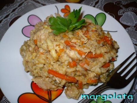 Przepis  ryż a'la risotto z kurczakiem z rosołu przepis