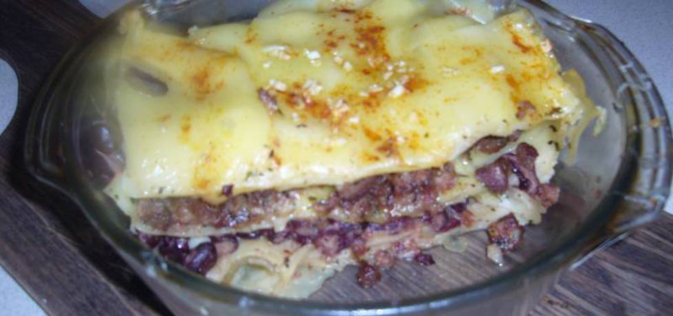 Lasagne z wiejską kiełbasą i czerwoną fasolką. (autor: nogawkuchni ...