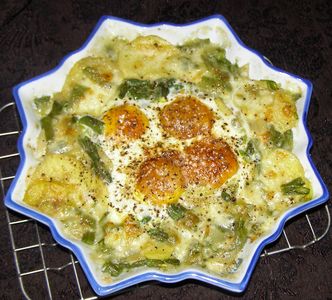 Ziemniaki z mozarellą i jajkami z mikrofali