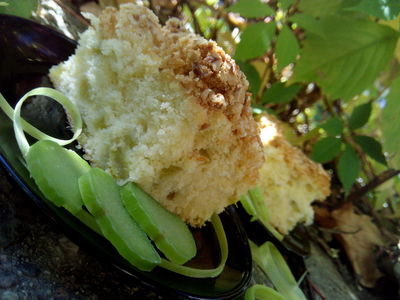 Ciasto z rabarbarem i kokosową kruszonką