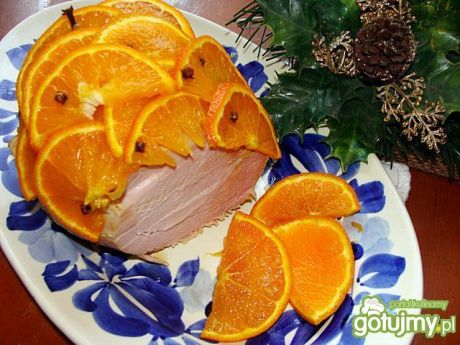 Przepis  świąteczna szynka w pomarańczach przepis
