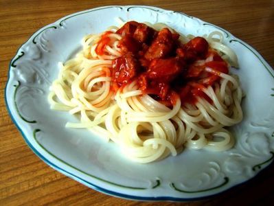 Spaghetti z karkówką