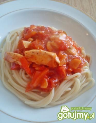 Przepis  spaghetti z warzywami i kurczakiem przepis