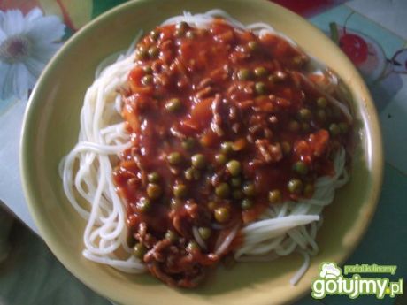 Przepis  spaghetti z zielonym groszkiem przepis