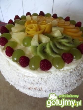 Przepis  imprezowy tort śmietanowy z owocami przepis