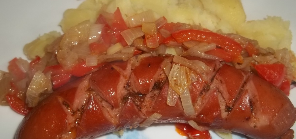 Kiełbasa smażona z cebulą i papryką (autor: gosia1988 ...