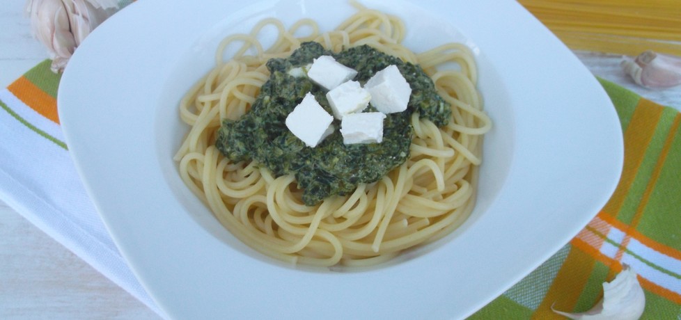 Spaghetti ze szpinakiem i serem feta. (autor: babeczka35 ...