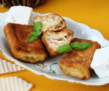 Roladki na waflu z kapustą i białym serem