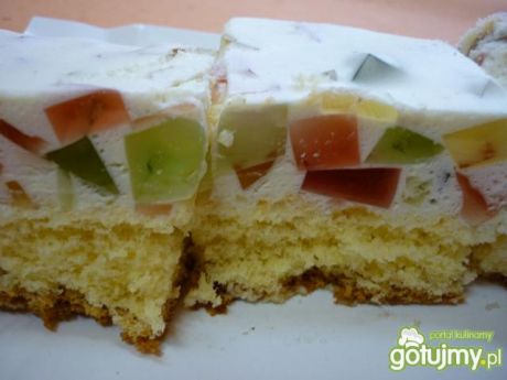 Przepis  ciasto biszkoptowe z kolorową galaretką przepis